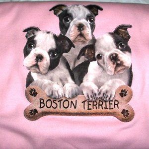 Pink - Boston Terrier Pups Crew Neck Sweatshirt
